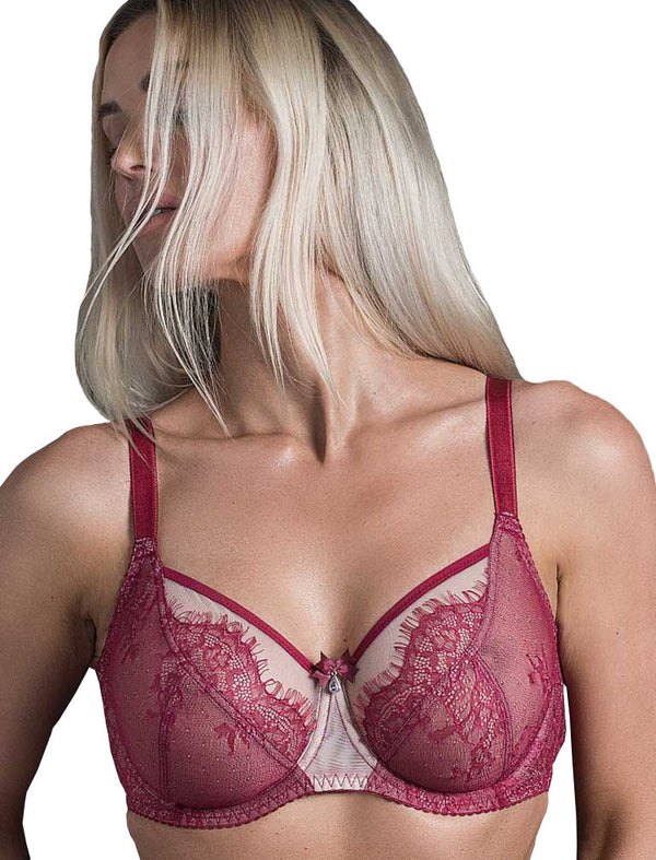 B2382 Ava See-Thru Lace: DEEP RED