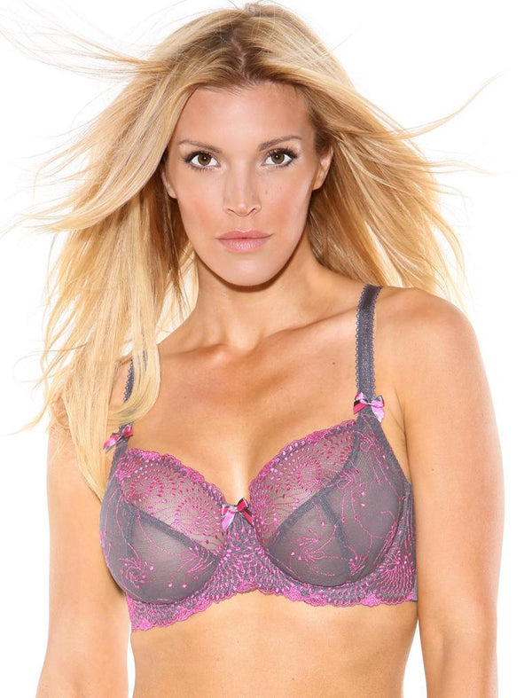 B2271 Nicole See-Thru: GRAPHITE FUCHSIA